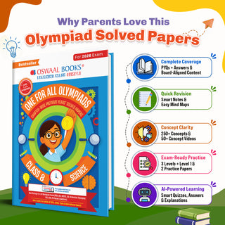 One For All Olympiads Class 8 Science Prep-Guide Book | Chapter-wise Previous Years' Solved Papers | Questions for SOF NSO & Other Olympiad Exams 2026 | With Sample Practice Papers & Oswaal.AI