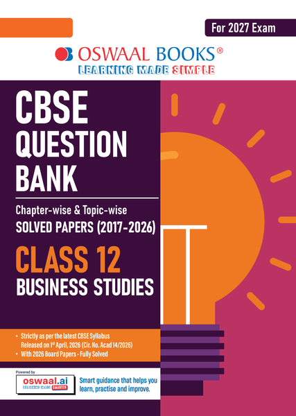 CBSE Class 12  Business Studies Question Bank | Chapter & Topic-wise Solved Papers (2017–2026) | Based on Latest Syllabus (April 2026) | Includes 2026 Papers | | For 2027 Exam