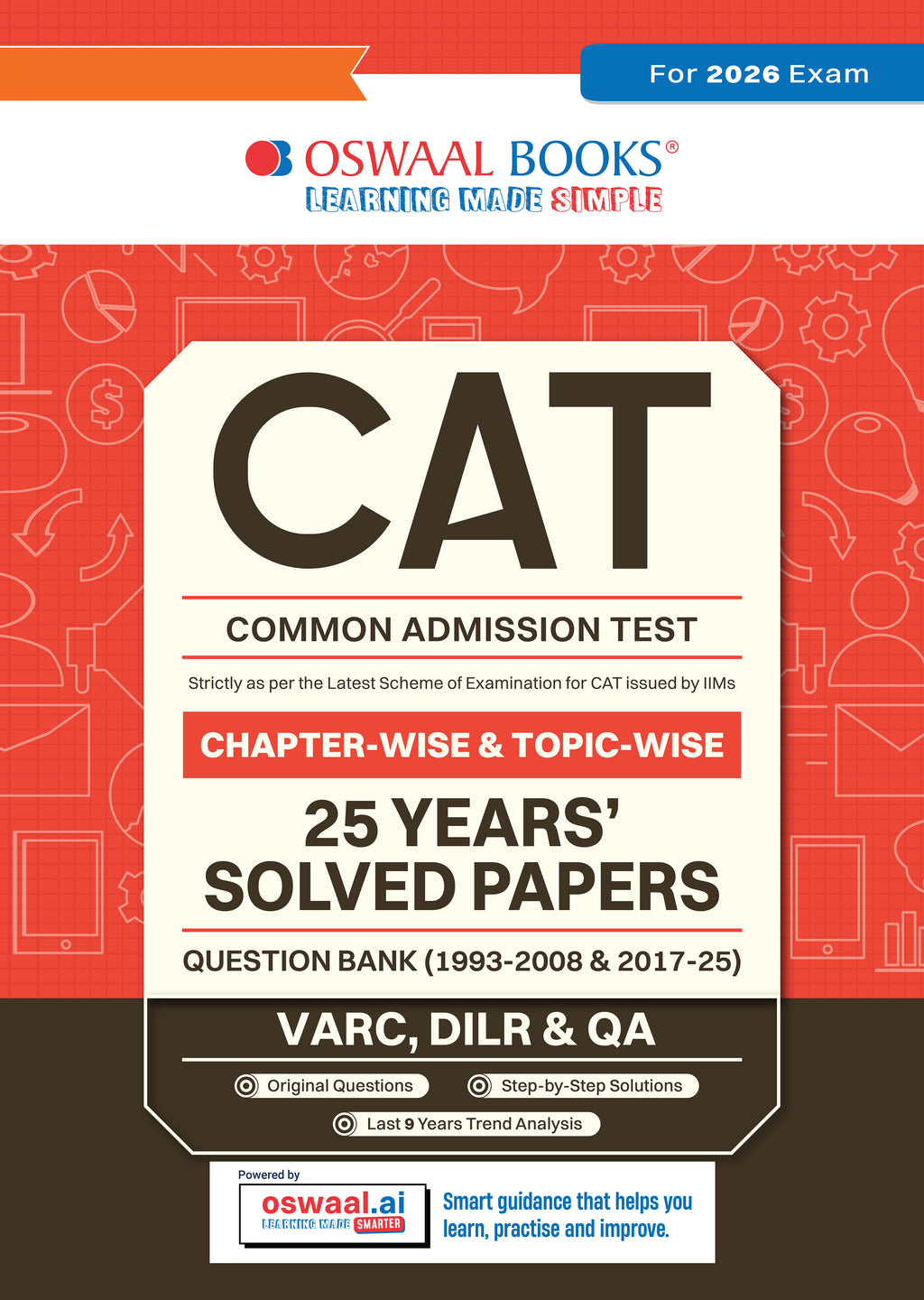Cover of CAT 25 Years' Chapter-wise & Topic-wise Solved Papers by Oswaal Books