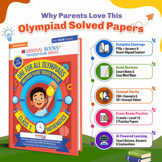 One For All Olympiads Class 1 Maths Prep-Guide Book | Chapter-wise Previous Years' Solved Papers | Questions for SOF IMO & Other Olympiad Exams 2026 | With Sample Practice Papers & Oswaal.AI