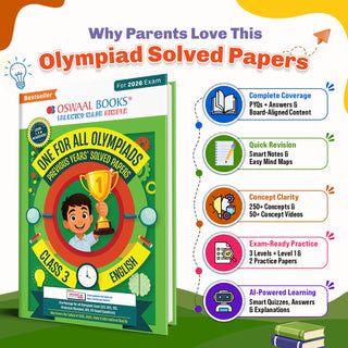 One For All Olympiads Class 3 English Prep-Guide Book | Chapter-wise Previous Years' Solved Papers | Questions for SOF IEO & Other Olympiad Exams 2026 | With Sample Practice Papers & Oswaal.AI
