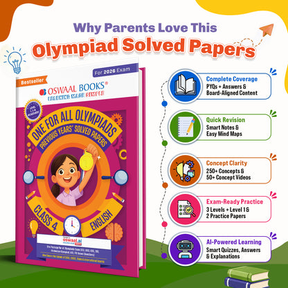 Oswaal One For All Olympiads Class 4 English Prep-Guide Book | Chapter-wise Previous Years' Solved Papers | Questions for SOF IEO & Other Olympiad Exams 2026 | With Sample Practice Papers & Oswaal.AI