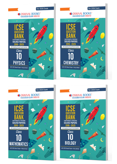 ICSE Question Bank Chapter-wise Topic-wise Class 10 (Set of 4 Books) Physics, Chemistry, Maths and Biology For 2026 Board Exams