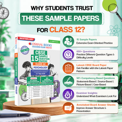 Oswaal CBSE 15 Sample Question Papers Class 12 Board Exam Psychology 2026-27 based on latest CBSE SQP dated (21 Sep 2026) | New Questions Typologies With Oswaal AI