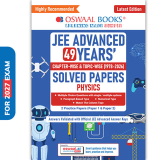 JEE Advanced Physics Question Bank | 49 Years' Chapter-wise & Topic-wise | Solved Papers (1978-2026) | Revision Notes | PYQs, Latest 2026 Paper & Oswaal AI