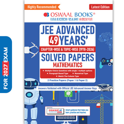 JEE Advanced Mathematics Question Bank | 49 Years' Chapter-wise & Topic-wise | Solved Papers (1978-2026) | Revision Notes | PYQs, Latest 2026 Paper & Oswaal AI