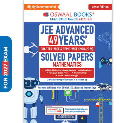 JEE Advanced Mathematics Question Bank | 49 Years' Chapter-wise & Topic-wise | Solved Papers (1978-2026) | Revision Notes | PYQs, Latest 2026 Paper & Oswaal AI