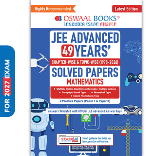 JEE Advanced Mathematics Question Bank | 49 Years' Chapter-wise & Topic-wise | Solved Papers (1978-2026) | Revision Notes | PYQs, Latest 2026 Paper & Oswaal AI