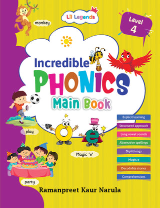 Lil Legends Incredible Phonics Level 4 Main Book for Kids Age 6-8 Years | Long Vowels, Complex Blends, Multi-Syllabic Words | Advanced Phonics Workbook for Class 1 & 2 Independent Readers