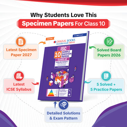 ISC | 10 Sample Question Papers & Competency Focused Questions | Class 12 | (Set of 6 Books) Physics, Chemistry, Mathematics, English Paper 1 & 2 (For 2027 Exam) Updated Version With Oswaal AI