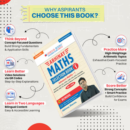 Oswaal Abhinay Maths Selection Book-Vol. 1 Bilingual Workbook for SSC CGL, CHSL, CAPF & All Govt Exams Concept Based Qs with Video Solutions | Geometry, Mensuration, Coordinate Geometry (For Latest Exam)
