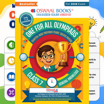 Oswaal One For All Olympiads Class 7 General Knowledge (GK) Prep-Guide Book | Chapter-wise Previous Years' Solved Papers | Questions for SOF& Other Exams 2026 | With Sample Practice Papers & Oswaal.AI