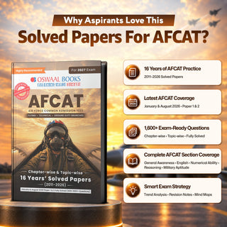 AFCAT 16 Years’ Chapter-wise & Topic-wise Solved Papers | Flying, Technical & Ground Duty Branches |PYQs (2011–2026) with Latest Solved Paper |For 2027 Exam |With Oswaal AI
