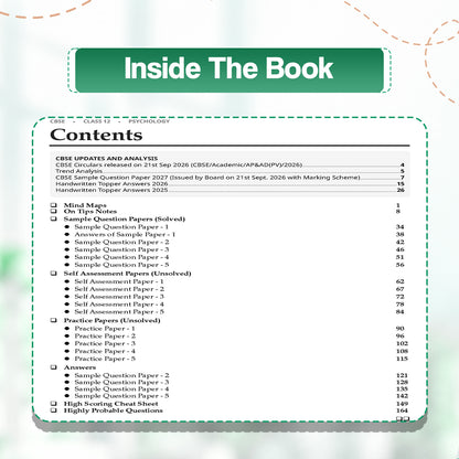 Oswaal CBSE 15 Sample Question Papers Class 12 Board Exam Psychology 2026-27 based on latest CBSE SQP dated (21 Sep 2026) | New Questions Typologies With Oswaal AI