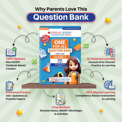 Oswaal CBSE Class-7 One for All Hindi (Malhar) For 2026-27 Exam | As Per Latest NCERT & CBSE Syllabus | Chapter-wise Question Bank, Revision Notes, Literature, Grammar & Competency Based Questions