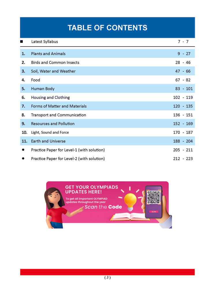 One for All Olympiads Previous Year Solved Papers Class 3 Science For 2025 Exam