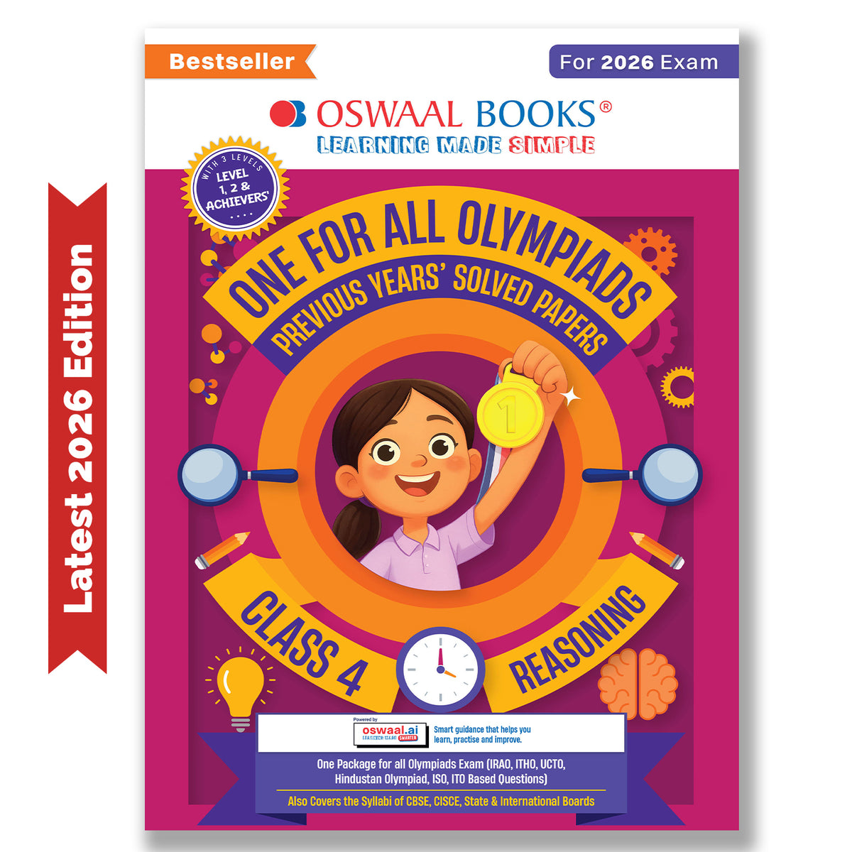 Oswaal One For All Olympiads Class 4 Logical Reasoning Prep-Guide Book | Chapter-wise Previous Years' Solved Papers | Questions for Silverzone, Crest& Other Exams 2026 | With Sample Papers& Oswaal.AI
