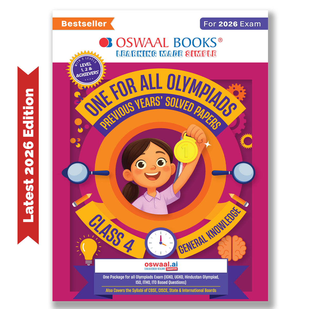 One For All Olympiads Class 4 General Knowledge (GK) Prep-Guide Book | Chapter-wise Previous Years' Solved Papers | Questions for SOF& Other Exams 2026 | With Sample Practice Papers & Oswaal.AI