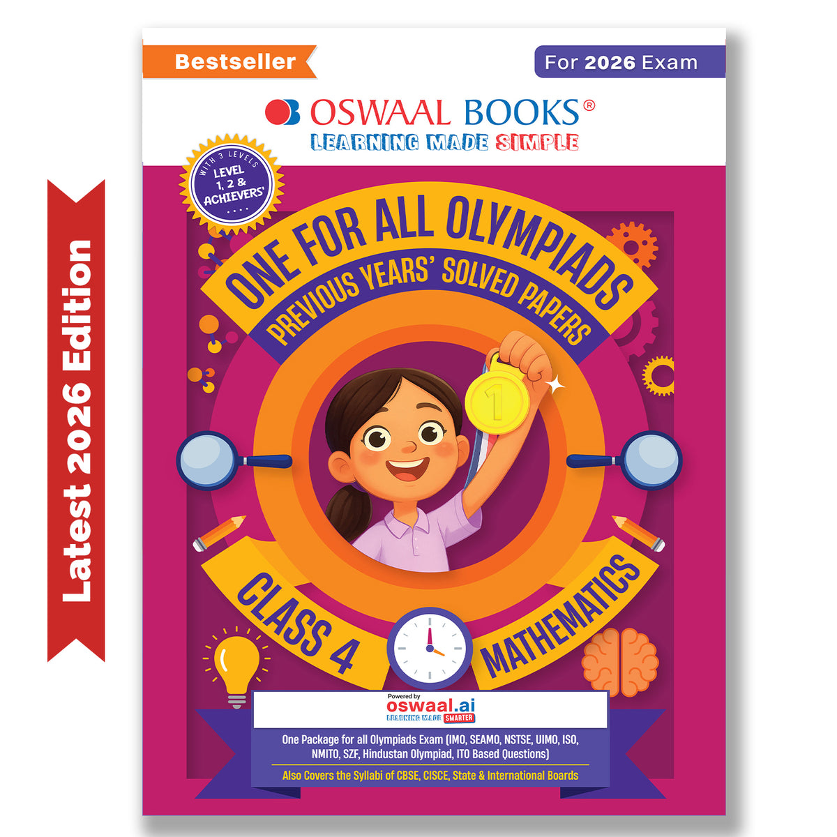 One For All Olympiads Class 4 Maths Prep-Guide Book | Chapter-wise Previous Years' Solved Papers | Questions for SOF IMO & Other Olympiad Exams 2026 | With Sample Practice Papers & Oswaal.AI