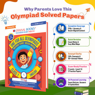 One For All Olympiads Class 1 English Prep-Guide Book | Chapter-wise Previous Years' Solved Papers | Questions for SOF IEO & Other Olympiad Exams 2026 | With Sample Practice Papers & Oswaal.AI