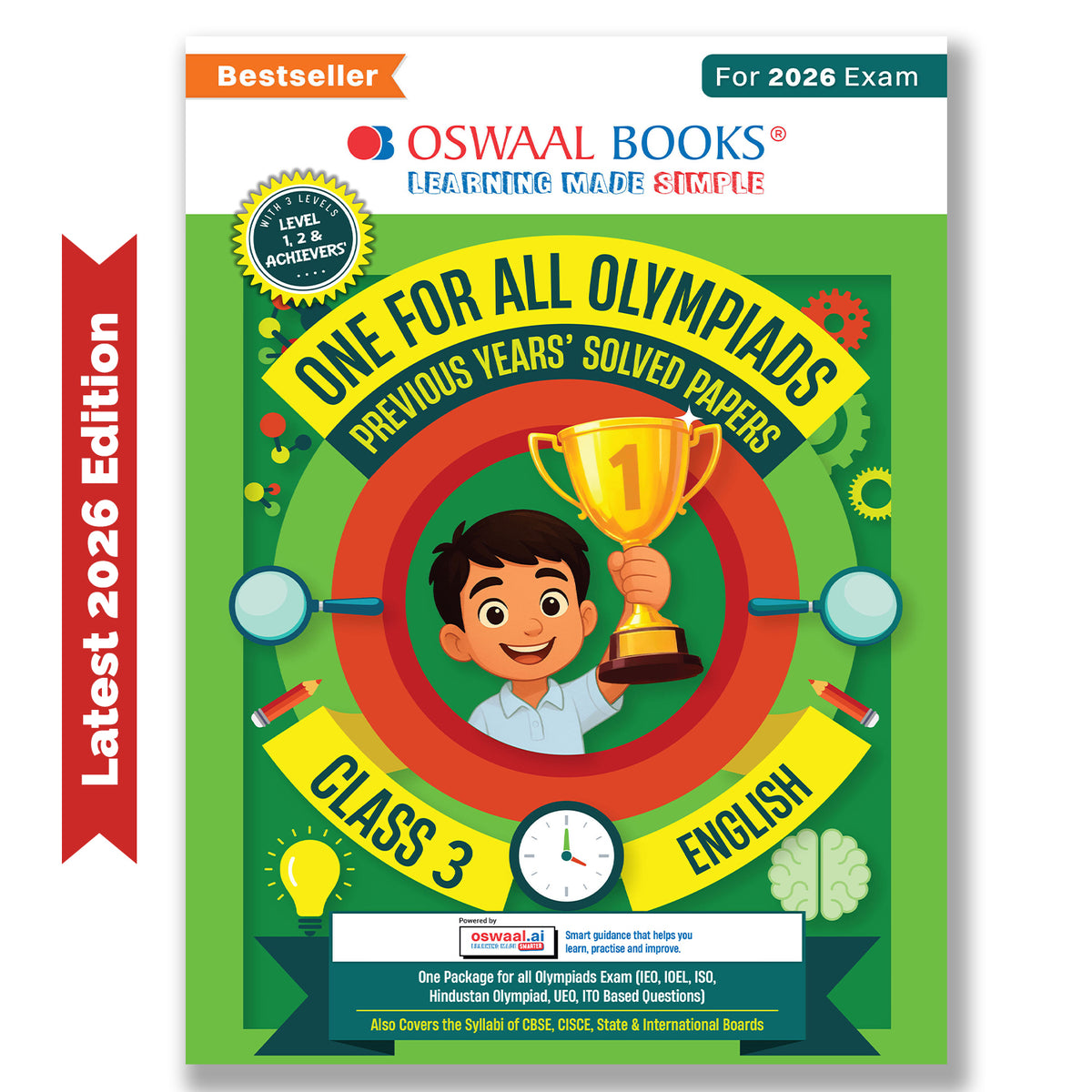 Oswaal One For All Olympiads Class 3 English Prep-Guide Book | Chapter-wise Previous Years' Solved Papers | Questions for SOF IEO & Other Olympiad Exams 2026 | With Sample Practice Papers & Oswaal.AI