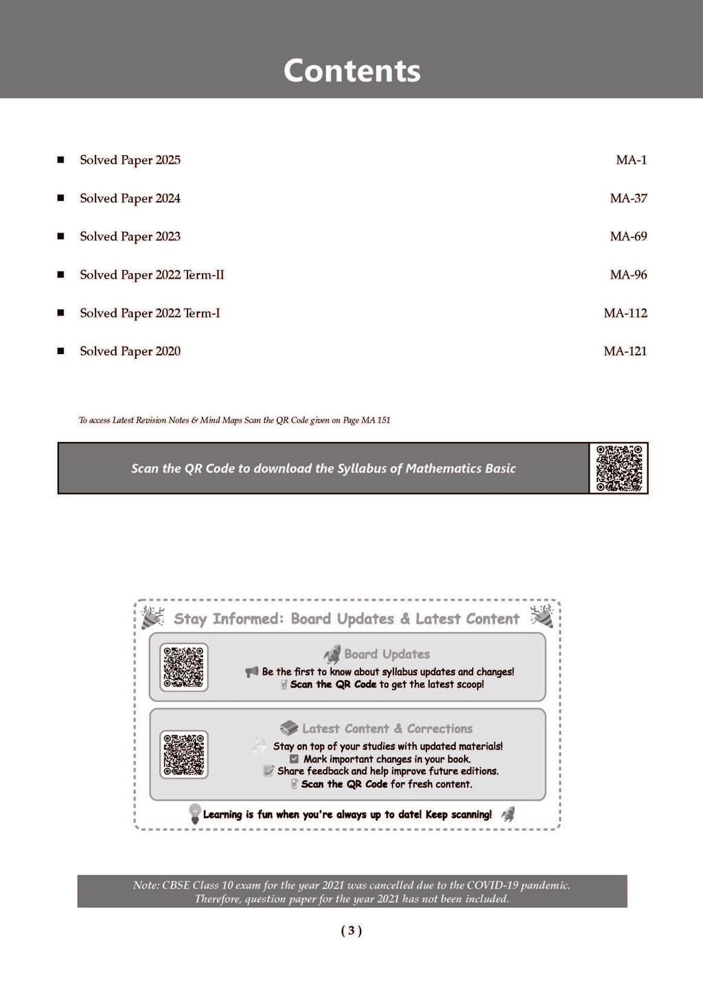 CBSE Previous Years Solved Papers Year wise Class-10 Mathematics Basic ...