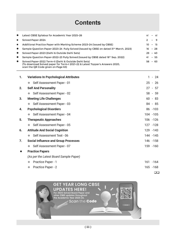 CBSE Question Bank Chapterwise and Topicwise SOLVED PAPERS Class 12 Psychology For Exam 2026