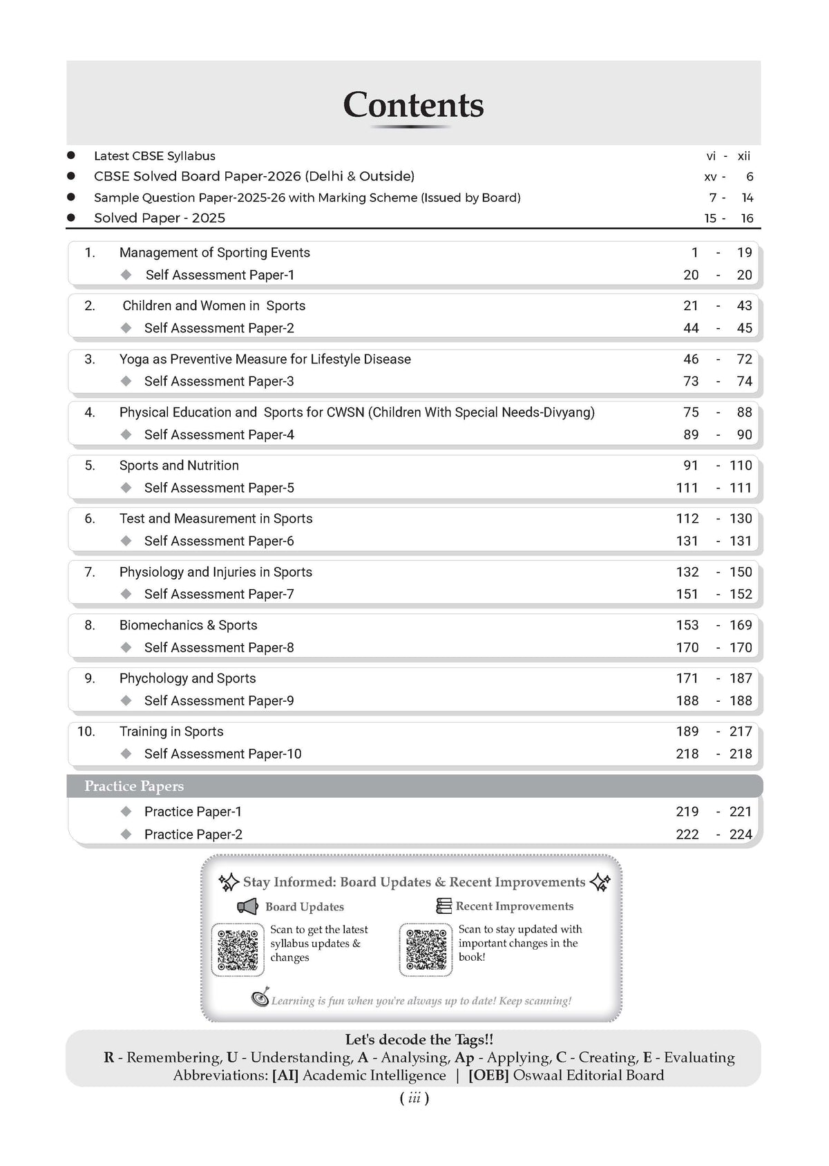 Oswaal CBSE Class 12 Physical Education Question Bank | Chapter & Topic-wise Solved Papers (2017-2026) | Based on Latest Syllabus (April 2026) | Includes 2026 Papers | For 2027 Exam