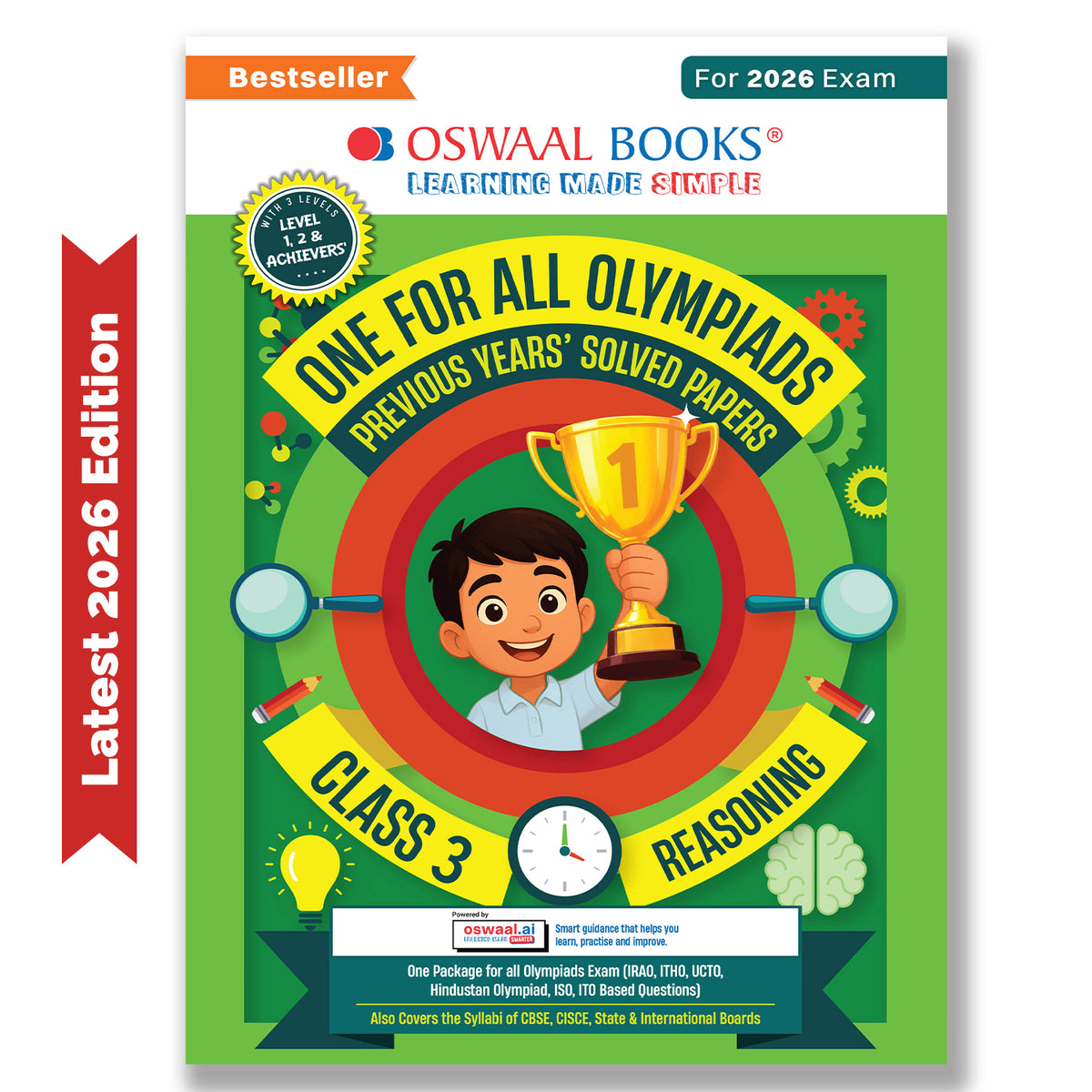 Oswaal One For All Olympiads Class 3 Logical Reasoning Prep-Guide Book | Chapter-wise Previous Years' Solved Papers | Questions for Silverzone, Crest& Other Exams 2026 | With Sample Papers& Oswaal.AI