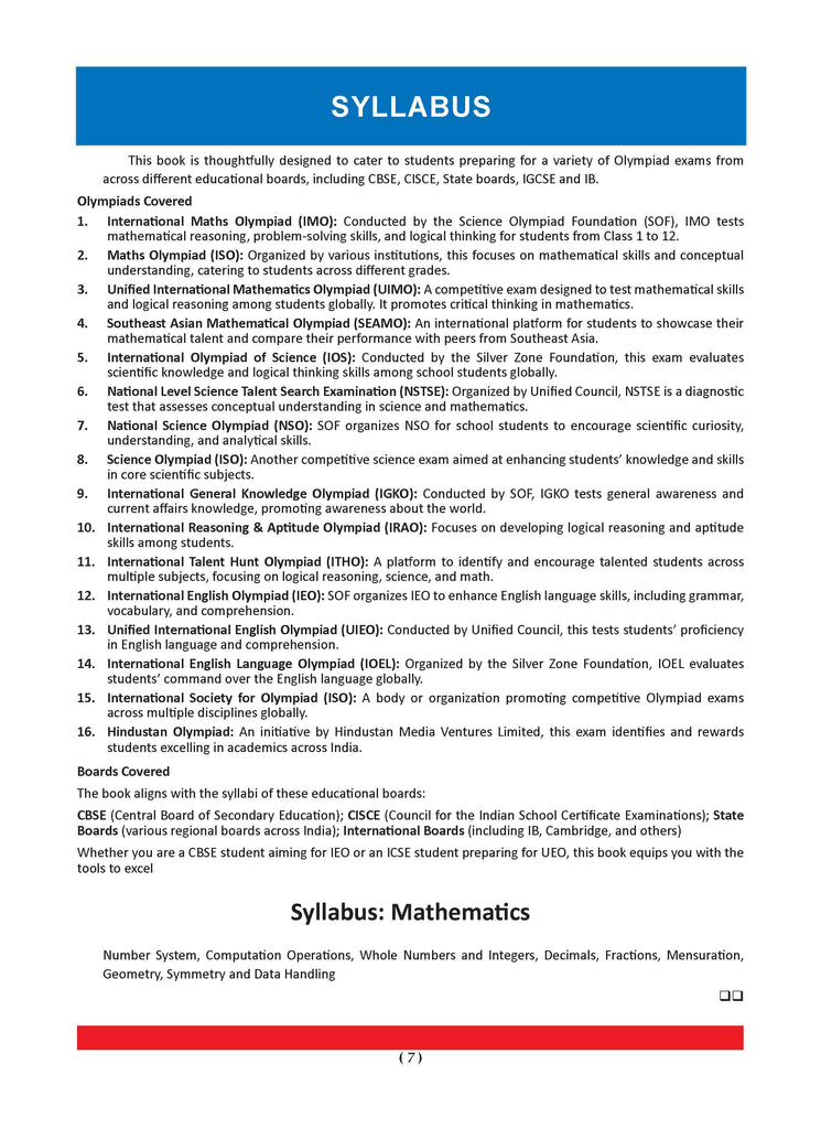 One For All Olympiad Previous Years' Solved Papers Class 6 (Set of 6 Books) Maths, English, Science, Reasoning, Cyber & General Knowledge (For 2025 Exam)