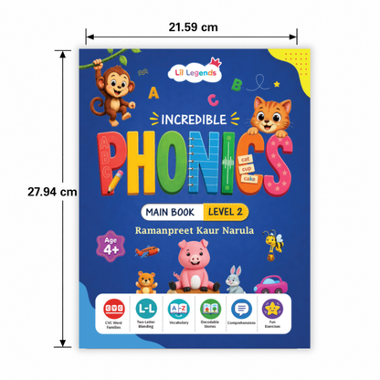 Incredible Phonics for Builders Bundle – 4 Books | Level 2 & 3 Phonics Main Books + Sight Words | Reading, Phonics & Word-Building Skills | Learning Books for Ages 4–5+