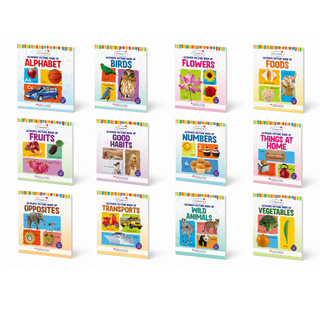 Lil Legends Set of 12 Picture Books - Early Learning Collection for Kids Age 1+ Years | Alphabet, Numbers, Birds, Flowers, Foods, Fruits, Vegetables, Wild Animals, Good Habits & Many More