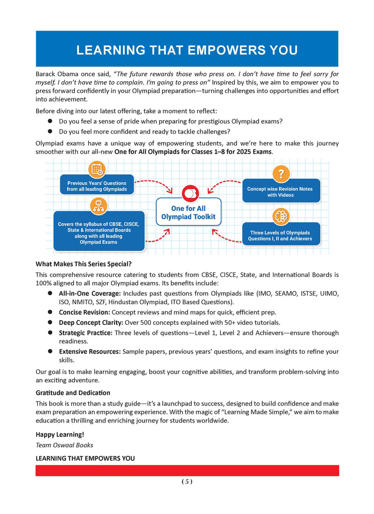 One For All Olympiad Previous Years' Solved Papers Class 3 (Set of 6 Books) Maths, English, Science, Reasoning, Cyber & General Knowledge (For 2025 Exam)
