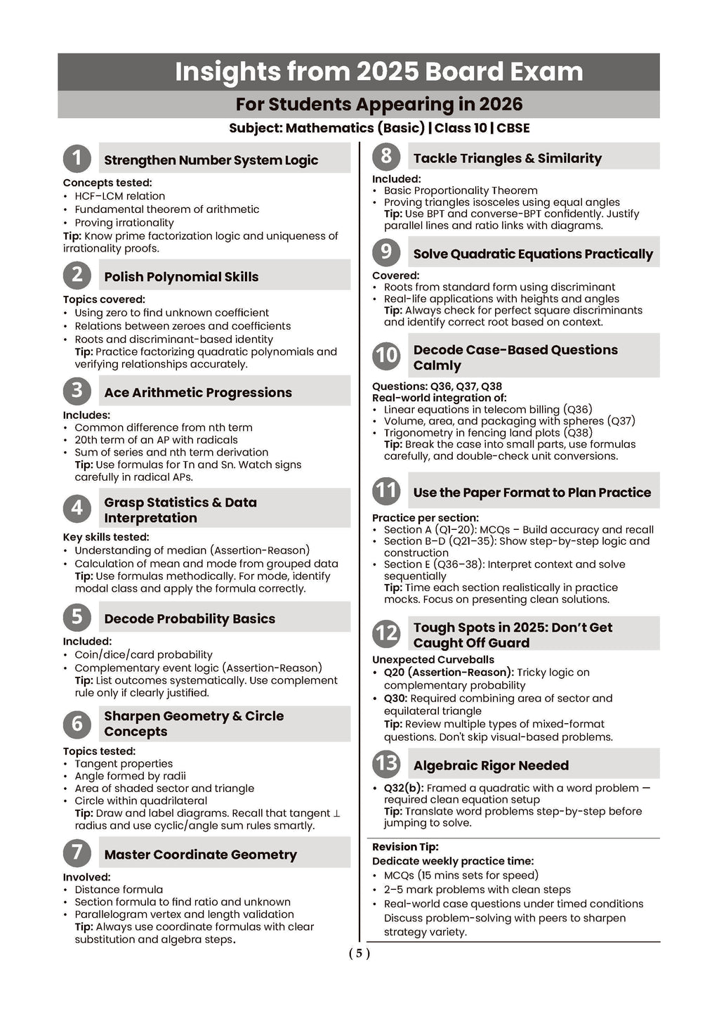CBSE Previous Years Solved Papers Year wise Class-10 Mathematics Basic ...