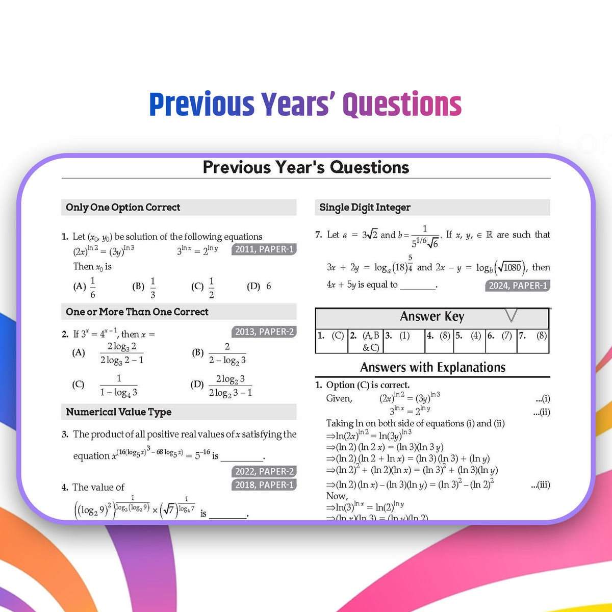 JEE Advanced Mathematics Question Bank | 49 Years' Chapter-wise & Topic-wise | Solved Papers (1978-2026) | Revision Notes | PYQs, Latest 2026 Paper & Oswaal AI