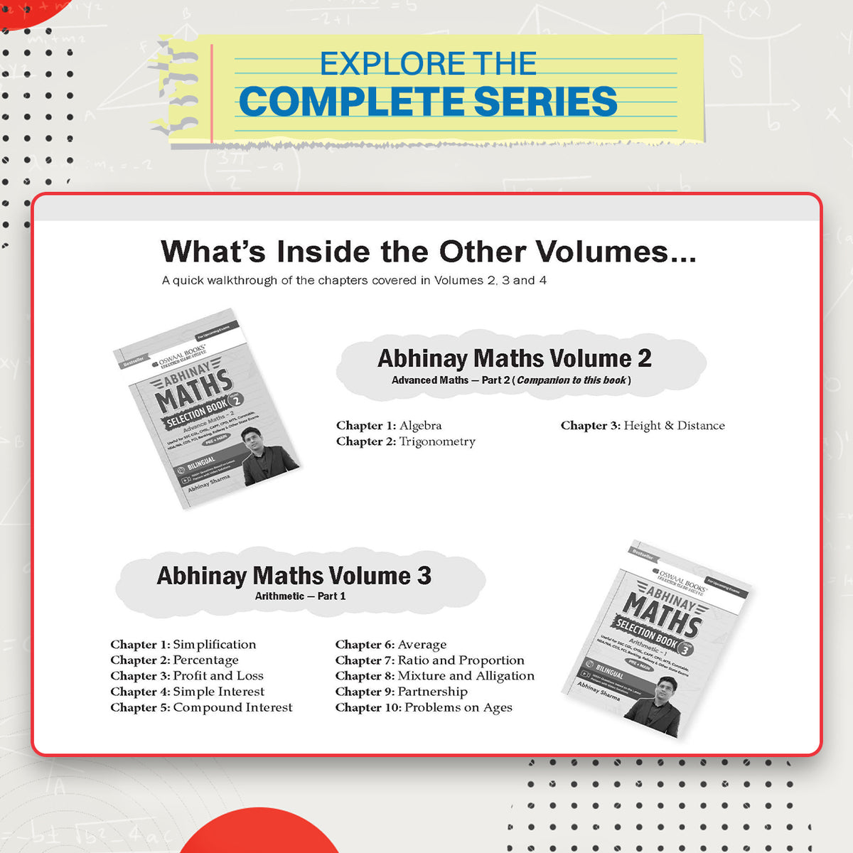 Oswaal Abhinay Maths Selection Book-Vol. 1 Bilingual Workbook for SSC CGL, CHSL, CAPF & All Govt Exams Concept Based Qs with Video Solutions | Geometry, Mensuration, Coordinate Geometry (For Latest Exam)