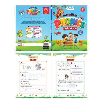Incredible Phonics for Builders Bundle – 4 Books | Level 2 & 3 Phonics Main Books + Sight Words | Reading, Phonics & Word-Building Skills | Learning Books for Ages 4–5+