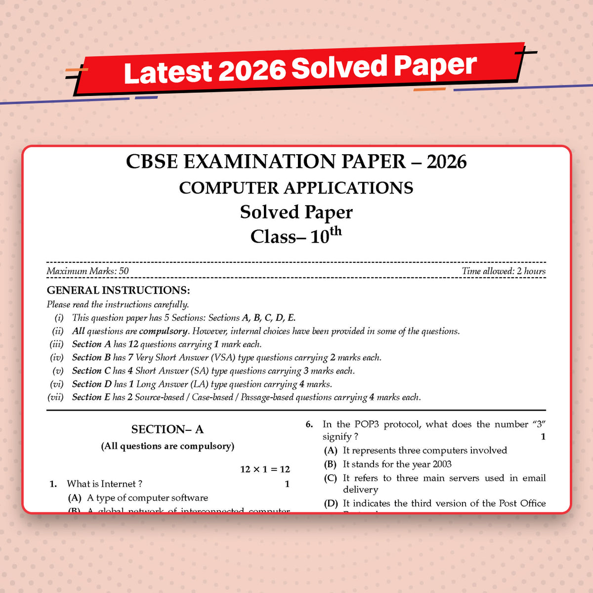 Oswaal CBSE Previous Years Papers Computer Applications, Class 10 | Year-wise (2022-2026) | Latest Syllabus April 2026 | NCERT & Competency-Based Questions | For 2027 Exam | Oswaal AI