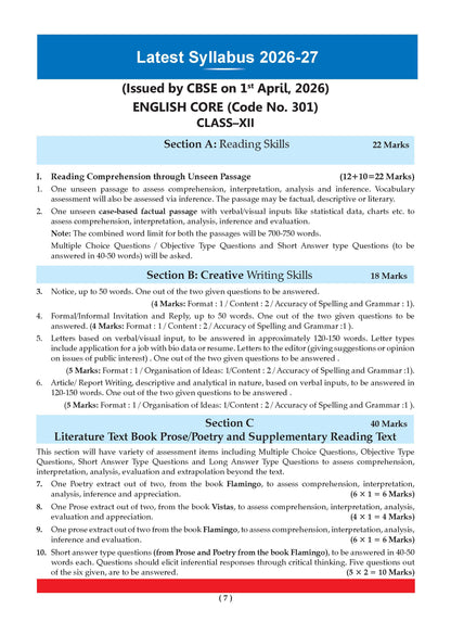 CBSE Class 12 English Core Question Bank | Chapter & Topic-wise Solved Papers (2017-2026) | Based on Latest Syllabus (April 2026) | Includes 2026 Papers | For 2027 Exam