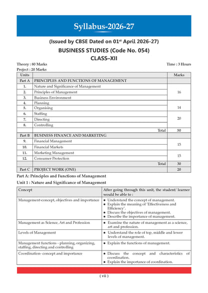 CBSE Class 12 Business Studies Question Bank | Chapter & Topic-wise Solved Papers (2017-2026) | Based on Latest Syllabus (April 2026) | Includes 2026 Papers | For 2027 Exam