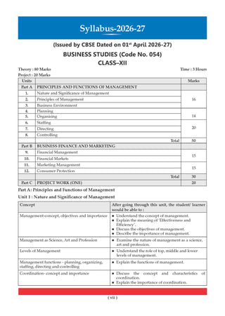 CBSE Class 12  Business Studies Question Bank | Chapter & Topic-wise Solved Papers (2017–2026) | Based on Latest Syllabus (April 2026) | Includes 2026 Papers | | For 2027 Exam
