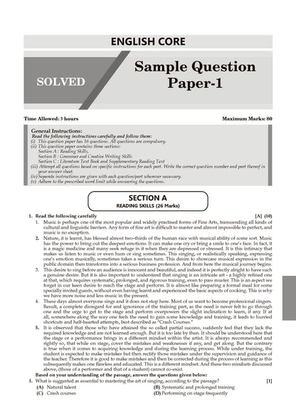CBSE 20 Combined Sample Question Papers class 11 Humanities stream (English Core, History, Geography, Political Science, Sociology & Psychology)