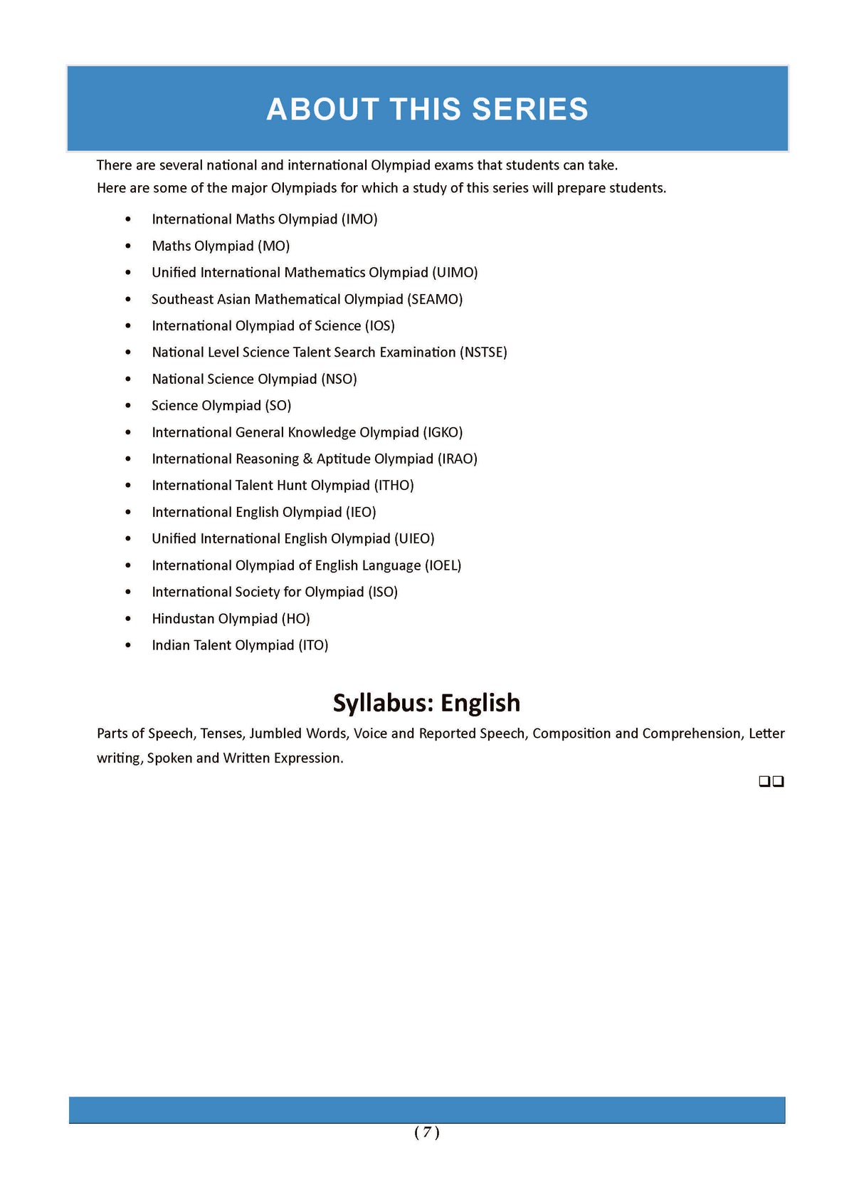 Oswaal One For All Olympiad Workbook Class 7 (Set of 3 Books) Maths, Science & English For 2026 Exam
