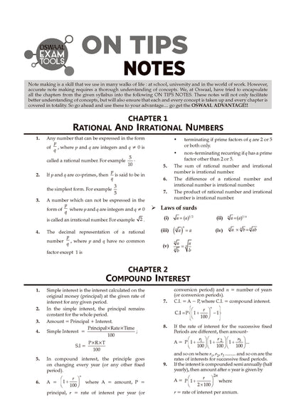 ICSE 10 Sample Question Papers Class 9 Mathematics for Exam 2026 (Strictly aligned with CISCE Latest Specimen Paper 2026), Competency-Based Questions, Mind Maps, On-Tips Notes, Solved MCQs, Revision with Explanations & Board Marking Scheme - Oswaal Books