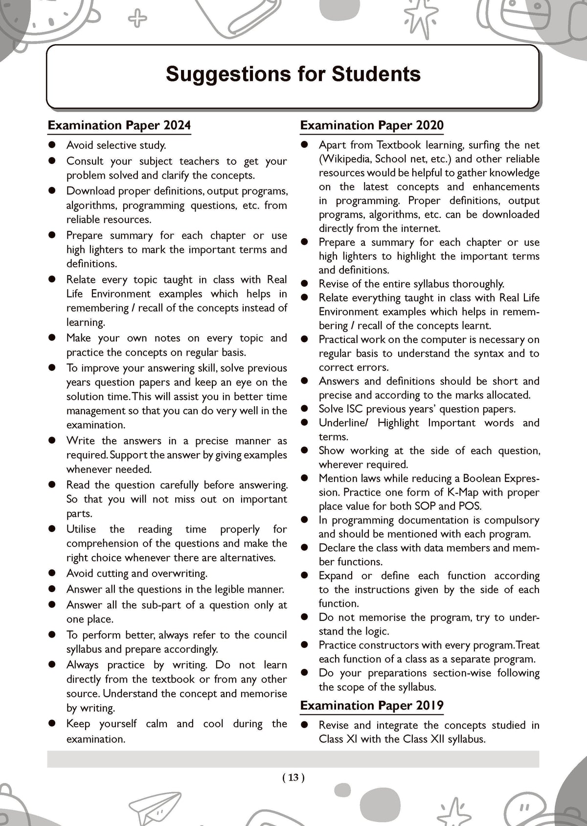 ISC 10 Sample Question Papers Class 12 Computer Science for Board Exam 2026 (Strictly aligned with CISCE Latest Specimen Paper 2026), Competency-Based Questions, Mind Maps, On-Tips Notes, Solved MCQs & Board Marking Scheme - Oswaal Books