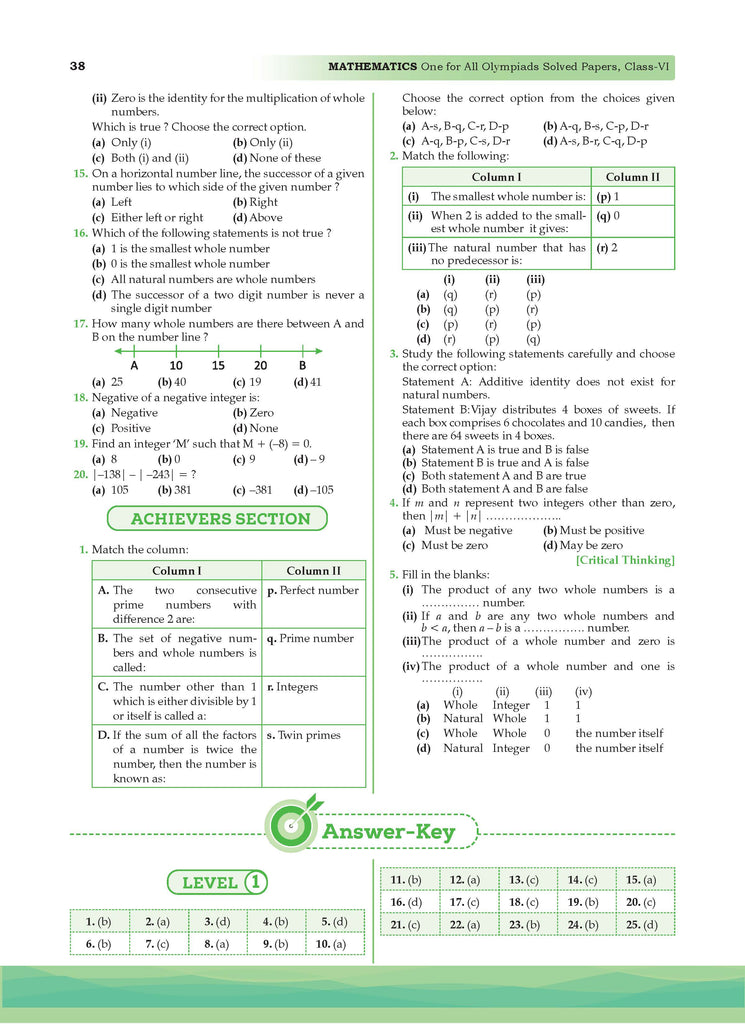 One for All Olympiads Previous Year Solved Papers Class 6 Mathematics For 2025 Exam