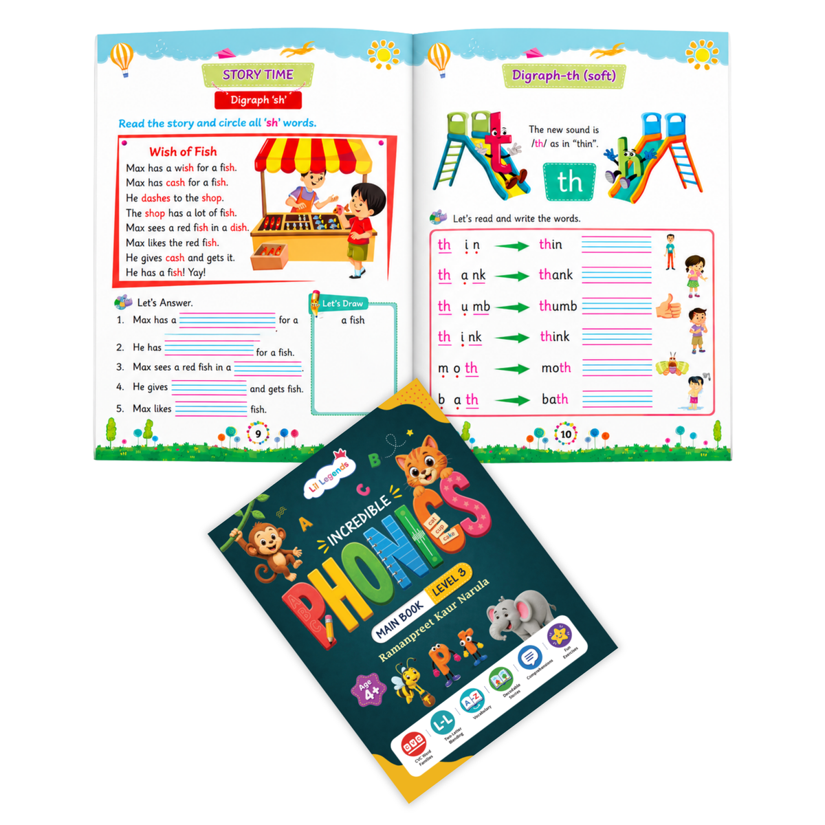 Incredible Phonics for Builders Bundle – 4 Books | Level 2 & 3 Phonics Main Books + Sight Words | Reading, Phonics & Word-Building Skills | Learning Books for Ages 4–5+