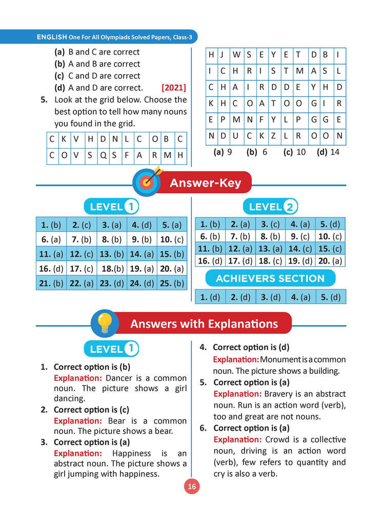 One for All Olympiads Previous Year Solved Papers Class 3 English For 2025 Exam