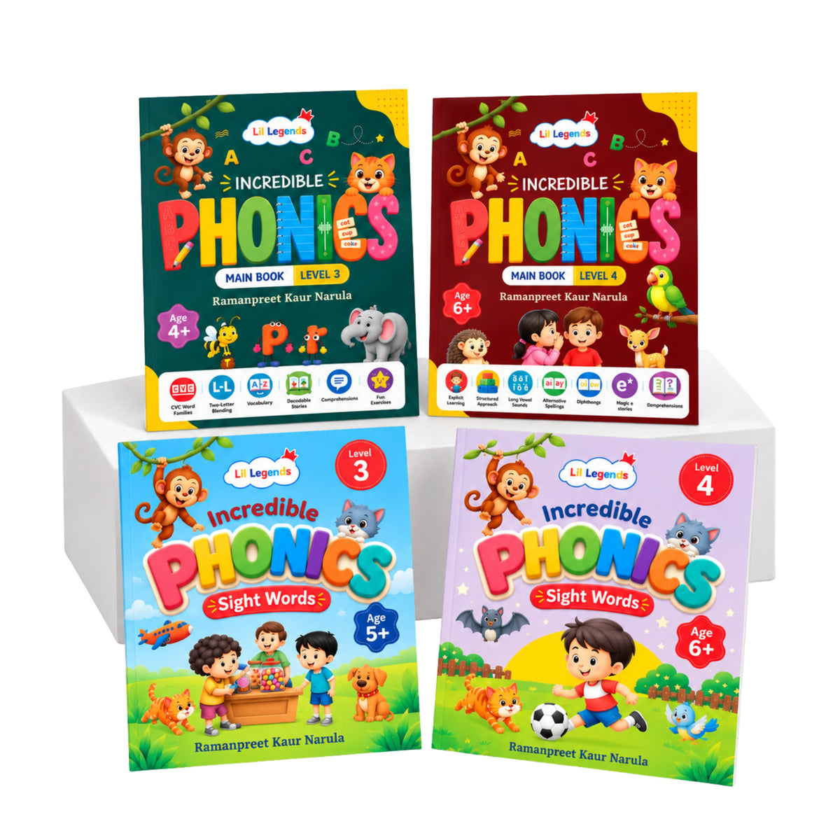 Oswaal Incredible Phonics for Masters Bundle – 4 Books | Level 3 & 4 Phonics Main Books + Sight Words | Reading, Phonics & Word-Building Skills | Learning Books for Ages 5–6+