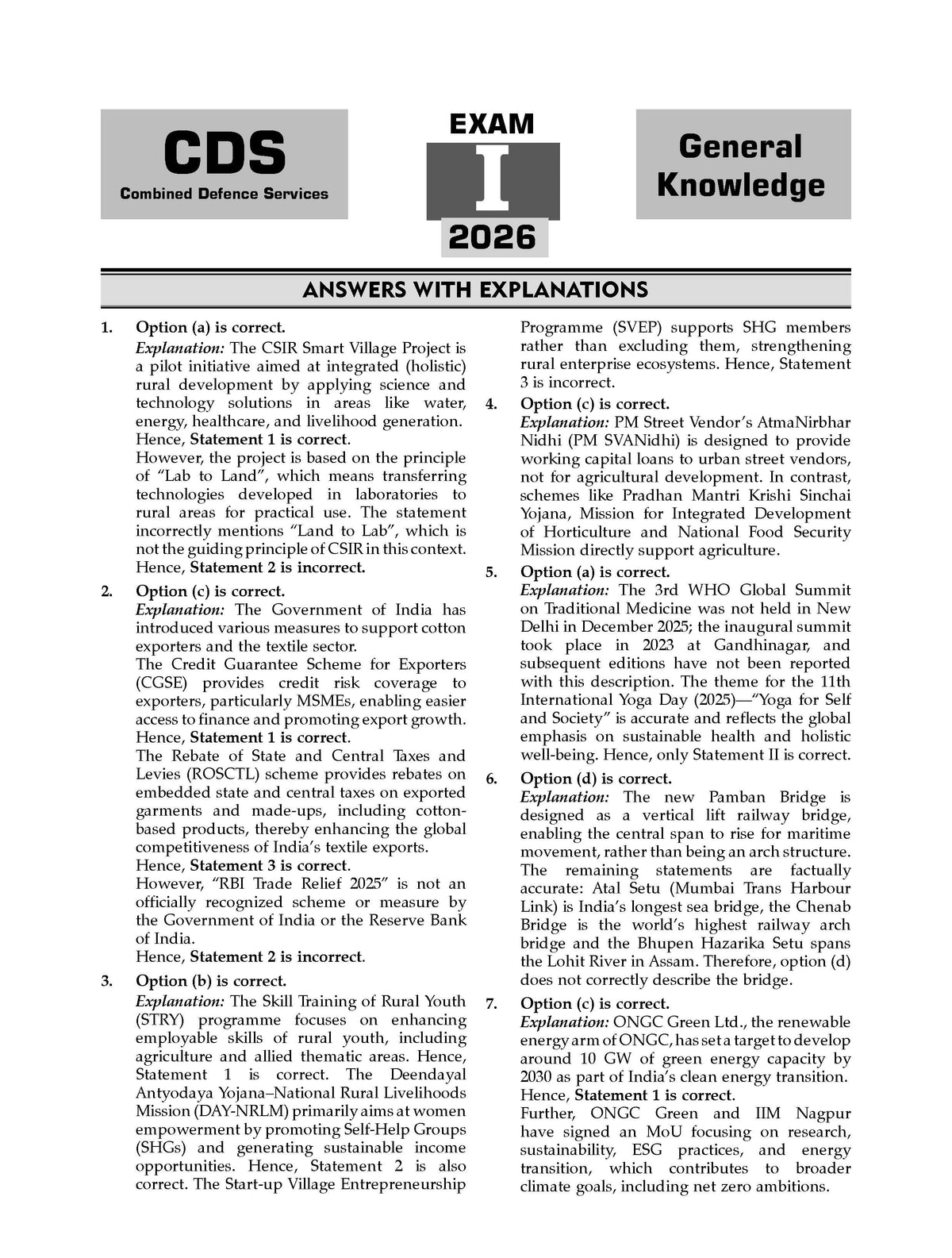 CDS General Knowledge 13 Years' Chapter-wise & Topic-wise Solved Papers English Medium | 2014-2026 | Includes 2026 Paper-I | 2100+ Questions | With Oswaal AI | For 2026-27 Exams